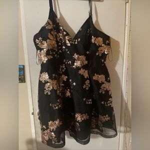 Fashion Nova Magnificent Sequin Mini Dress - Black/Rose Gold Size 3XL *New W Tag